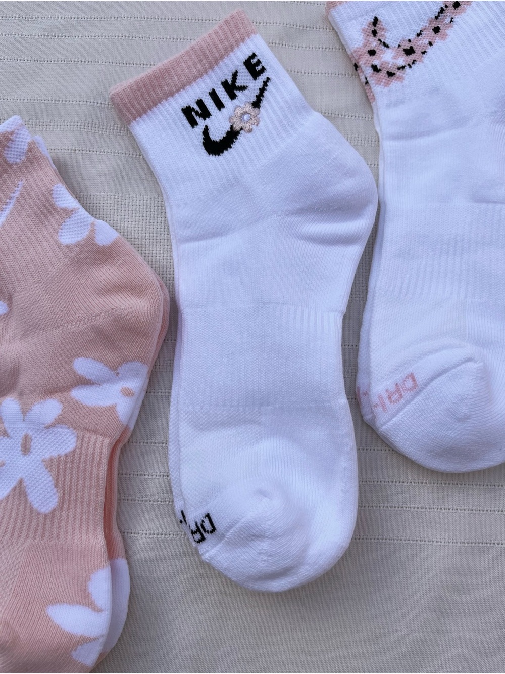 Nike DriFit White & Pink Ankle Socks - 3-Pack - Picture 4 of 14